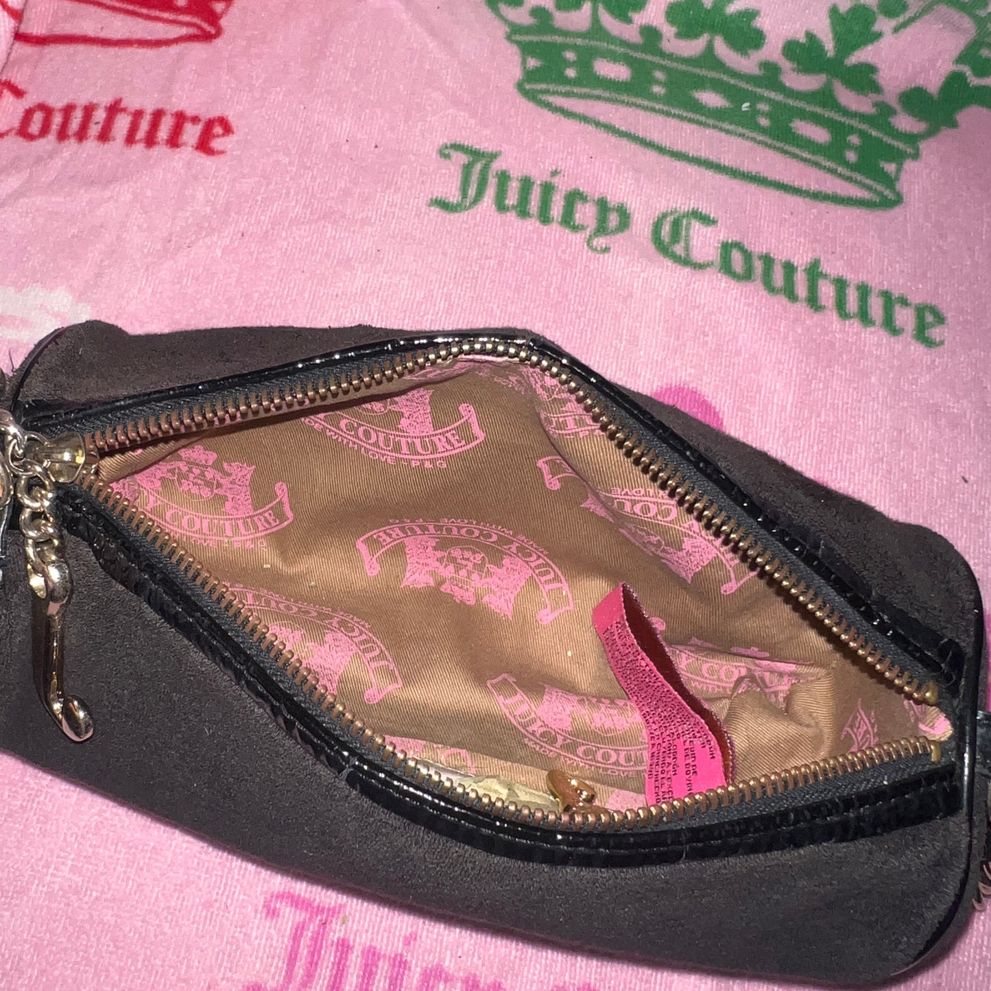 Vintage Black Juicy Couture Barrel Bag Purse Handbag Terry Cloth Y2K Scottie Dog