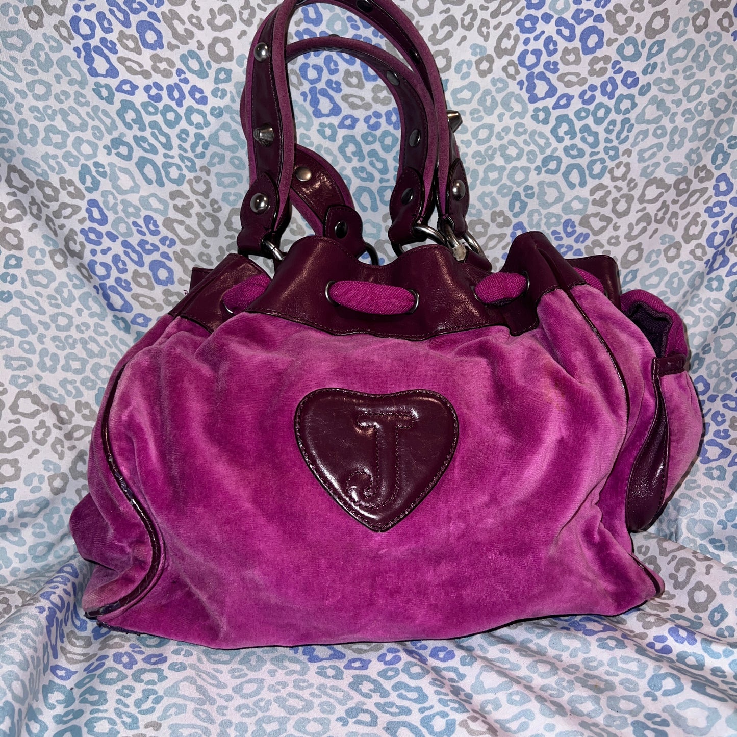 Vintage Purple Juicy Couture Purse Daydreamer Velvet Tote Bag Live for Juicy Y2K