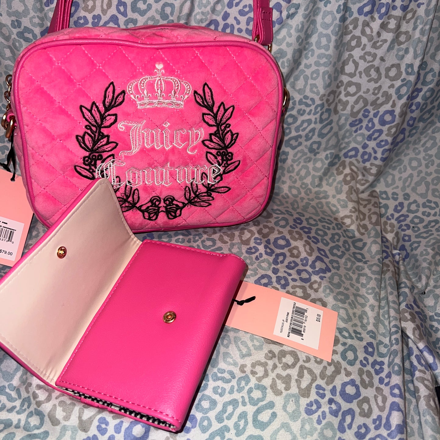 New Pink Juicy Couture Purse + Wallet NWT Royal Couture Crossbody Set