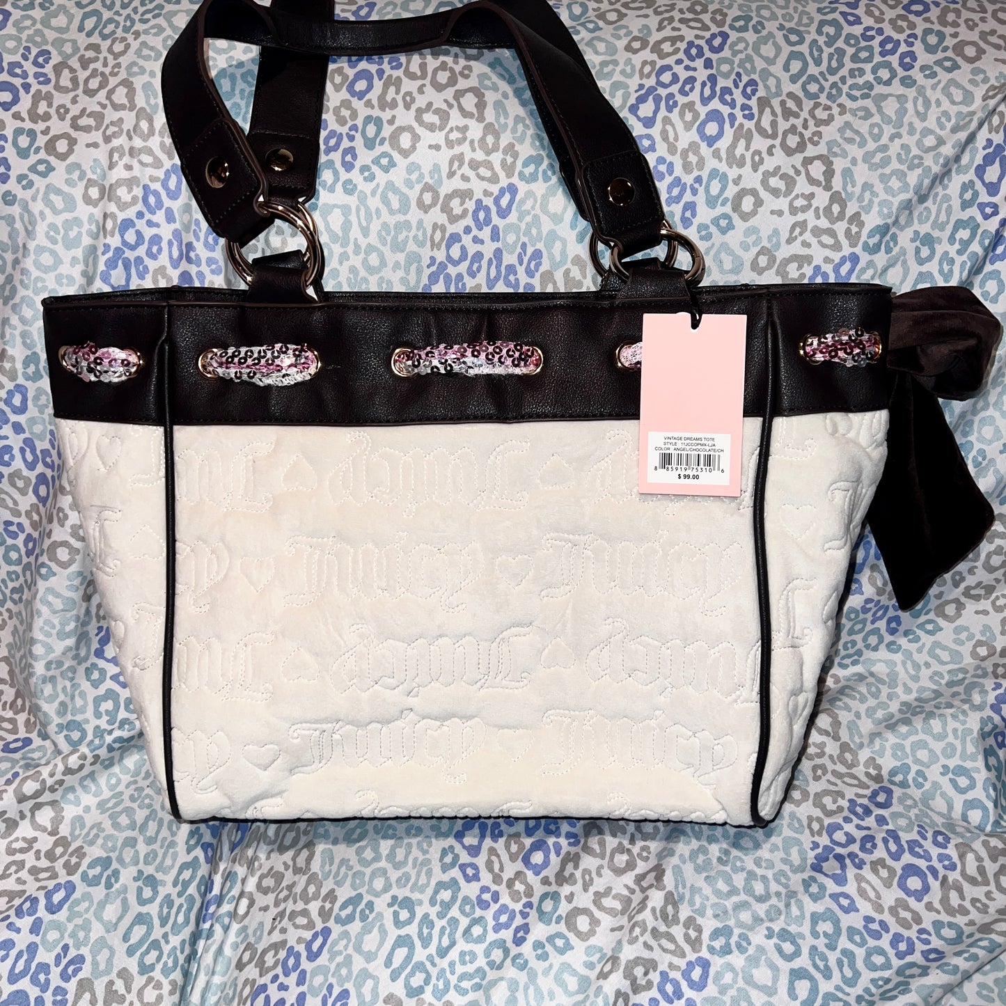 New Custom Cream Juicy Couture Purse Daydreamer Tote Bag Vintage Style Handbag