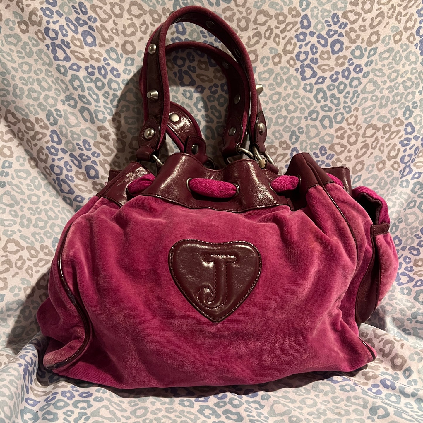 Vintage Purple Juicy Couture Purse Daydreamer Velvet Tote Bag Live for Juicy Y2K