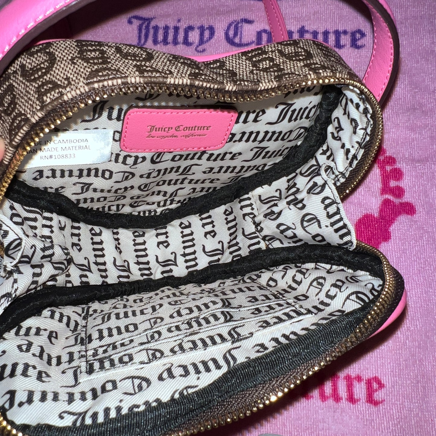 New Heart Pink Brown Juicy Couture Purse Crossbody BagLove Never Dies MSRP $79