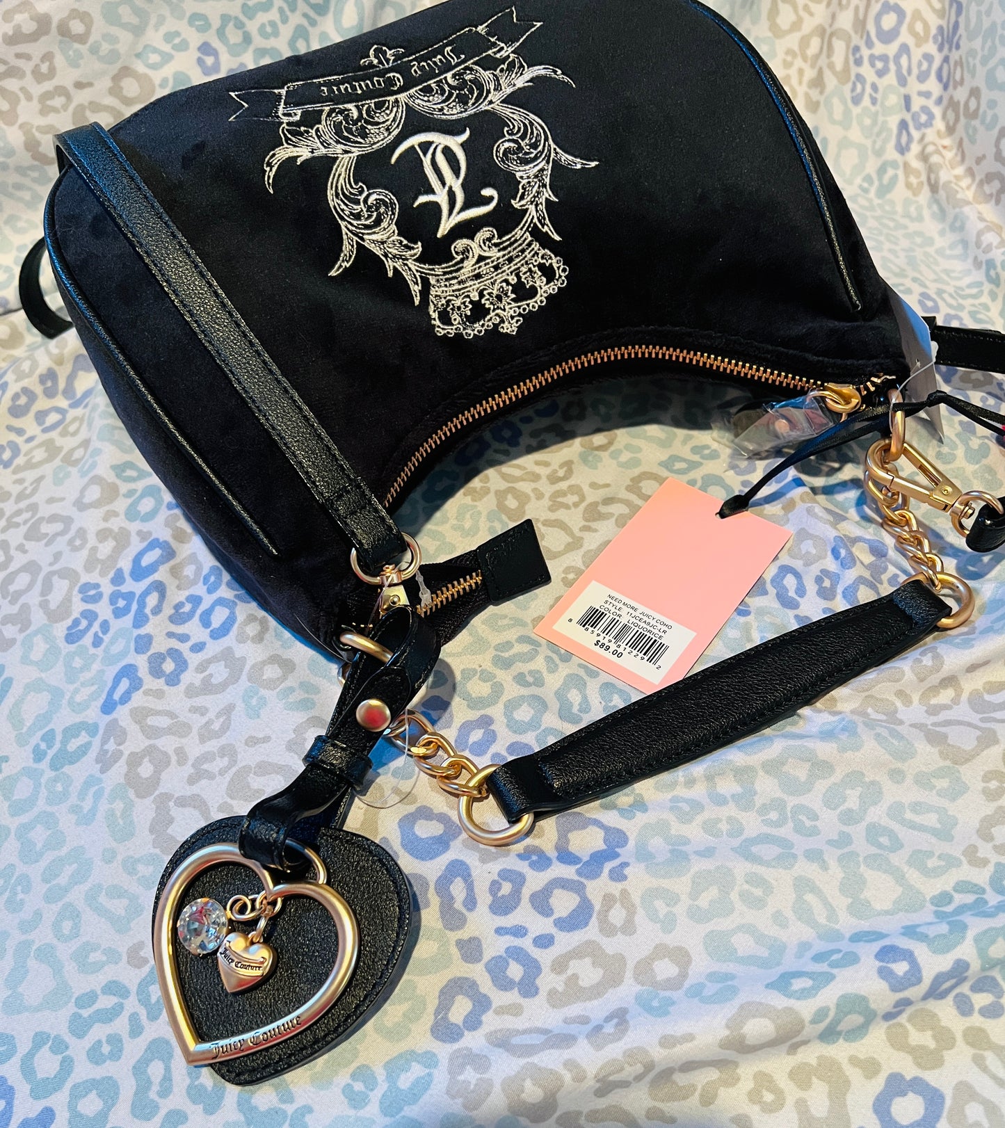 New Black Juicy Couture Purse Need More Juicy Crossbody Bag Velour Vintage Style