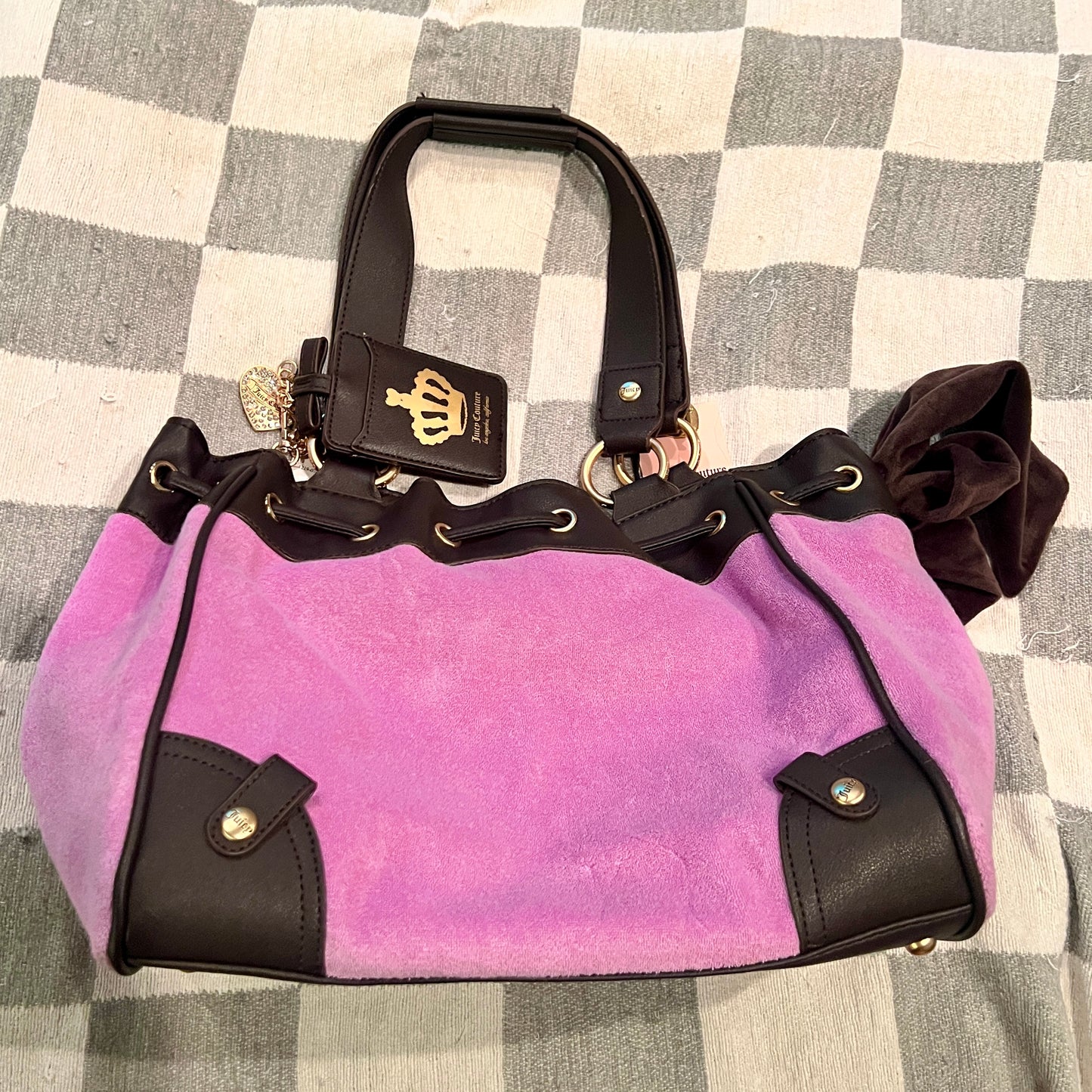 New Purple Juicy Couture Purse Daydreamer Tote Bag Terry Cloth Vintage Style Y2K