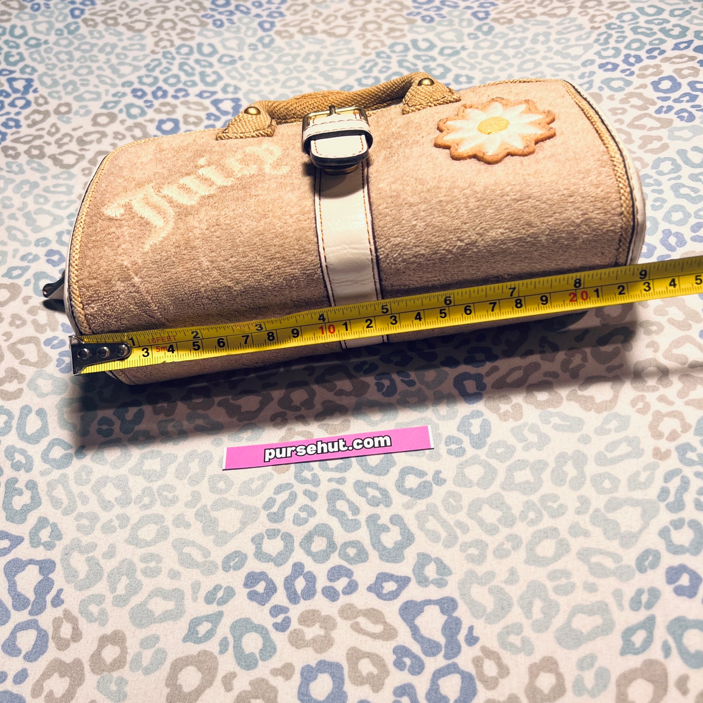 Vintage Tan Juicy Couture Makeup Bag Cosmetic Travel Case Y2K Terry Cloth
