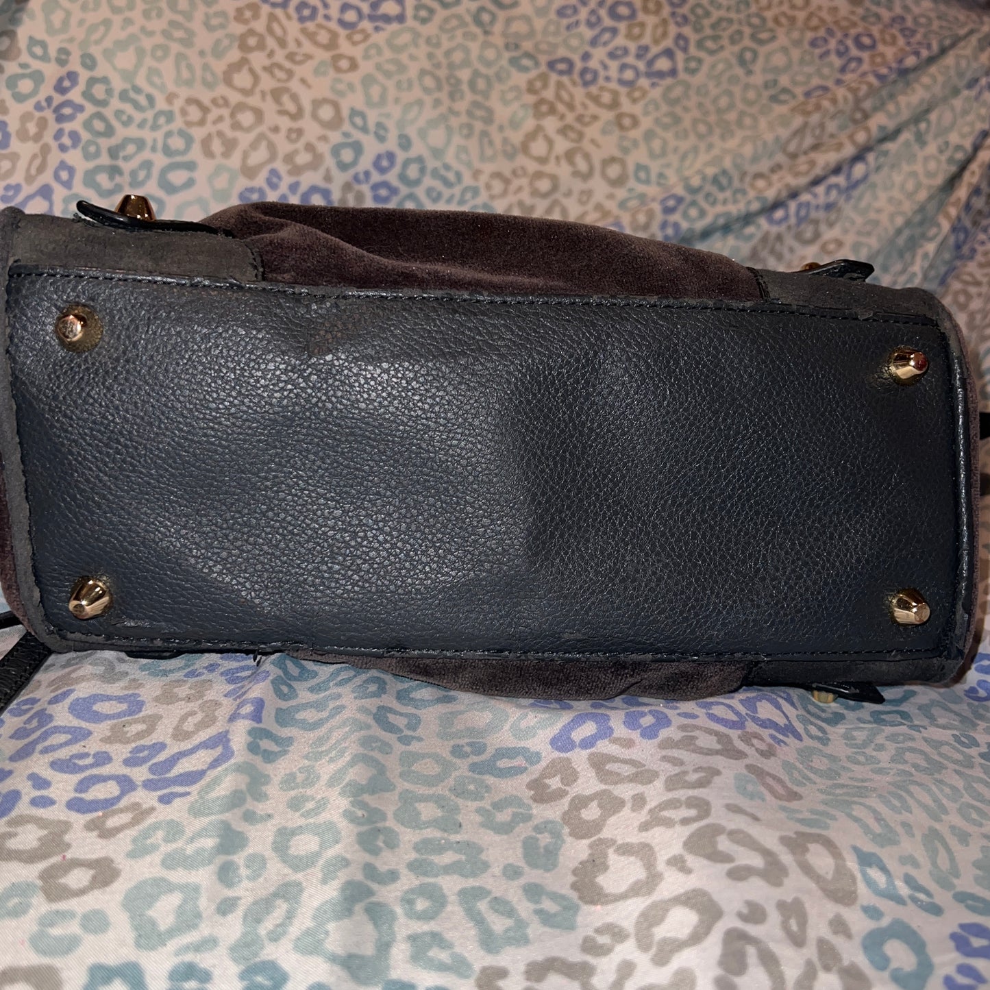 Vintage Black Grey Juicy Couture Purse Mini Daydreamer Tote Bag Handbag Velour