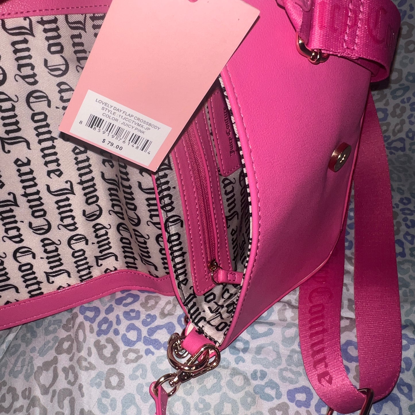 New Hot Pink Juicy Couture Purse Lovely Day Flap Crossbody Bag MSRP $79