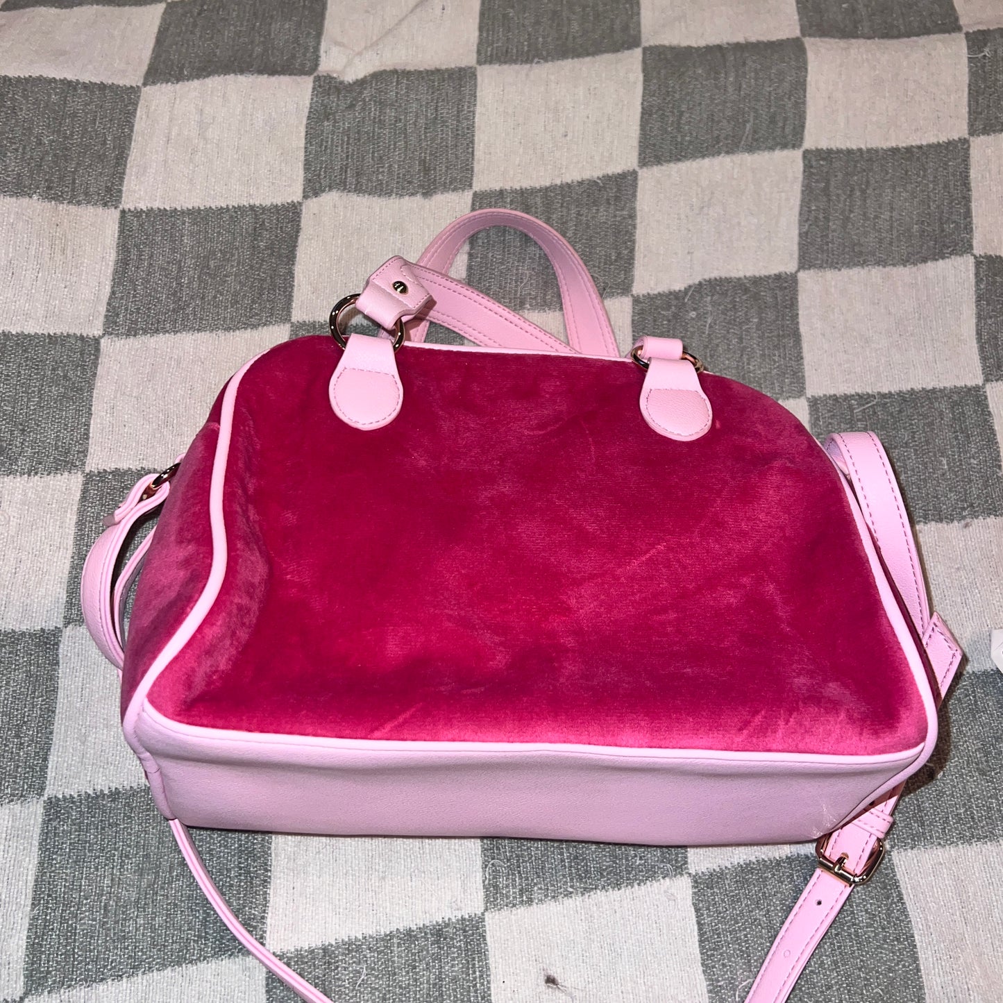 New Pink Juicy Couture Purse Bowler Satchel Bag Velour Vintage Y2K Juicy Royal