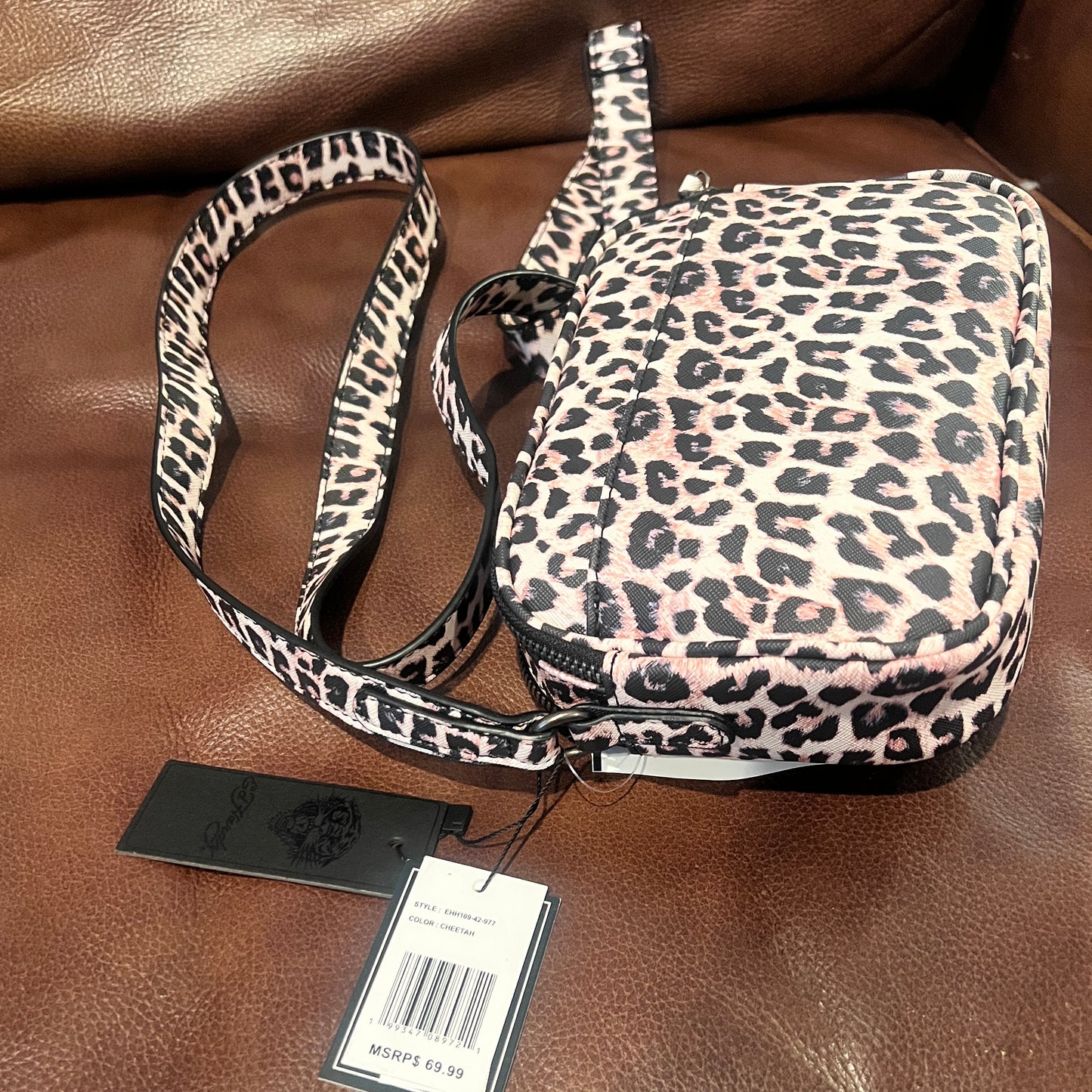 New Ed Hardy Crossbody Purse Bag Tattoo Y2K Heart Rose Leopard Cheetah