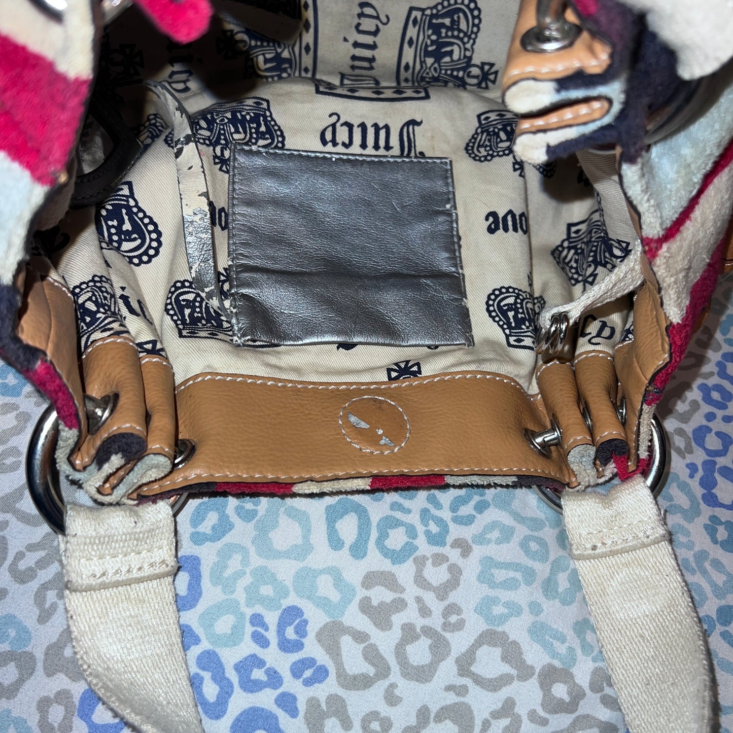 Vintage Striped Juicy Couture Purse Handbag Satchel Bag Nautical Terry Cloth Y2K