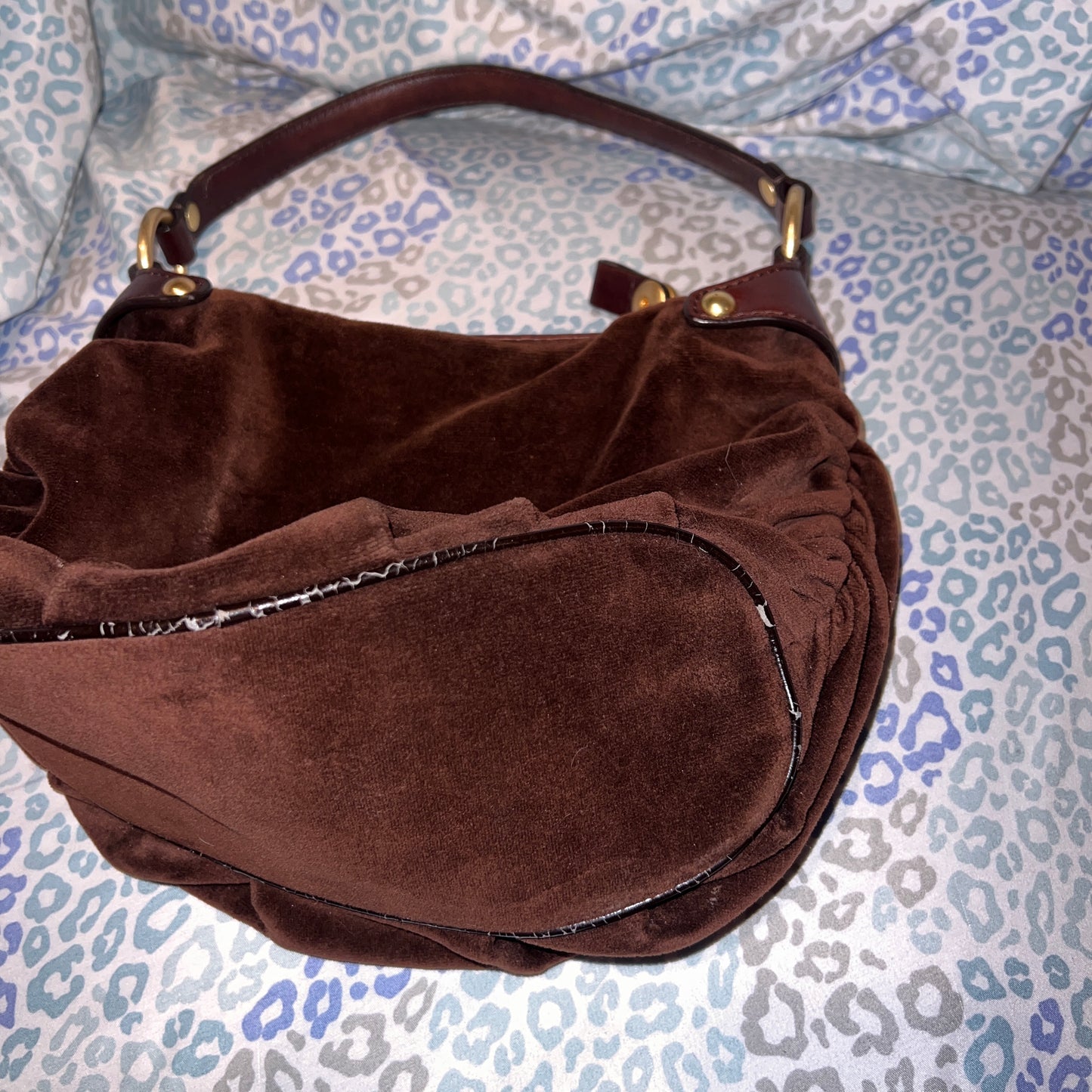 Vintage Brown Juicy Couture Purse Satchel Bag Velour Y2K