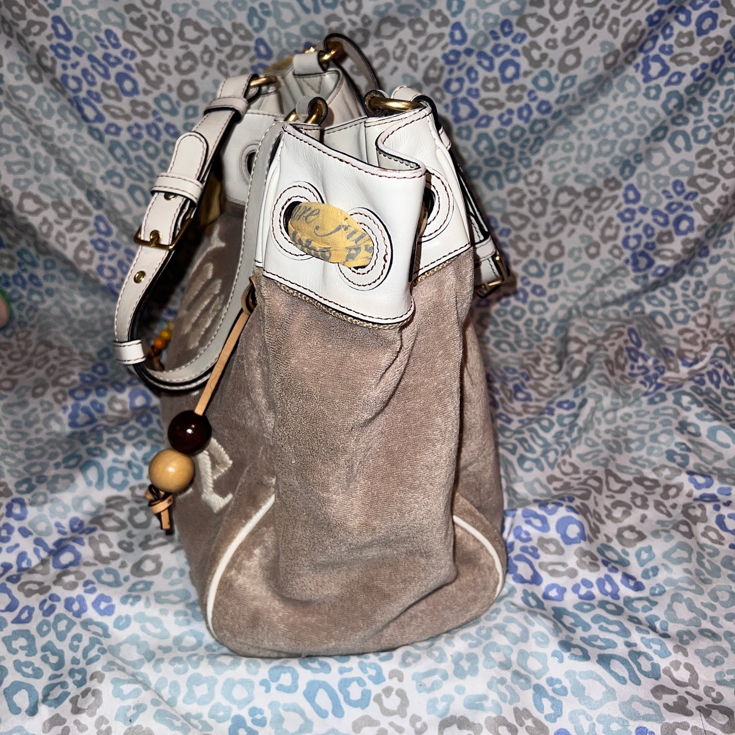 Vintage White Grey Juicy Couture Tote Bag Daydreamer Purse Handbag Terry Y2K