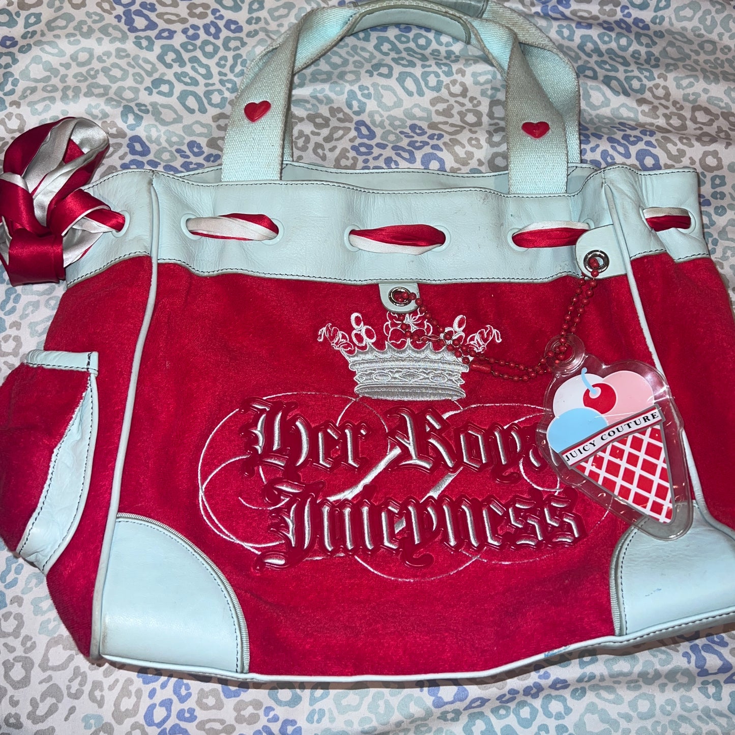 Vintage Rare Red Juicy Couture Bag Purse Handbag Daydreamer Her Royal Juicyness