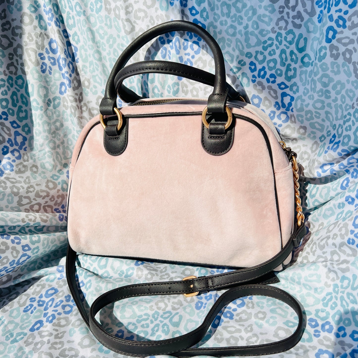 New Pink Juicy Couture Purse Crossbody Bowler Bag Velvet Heritage MSRP $99