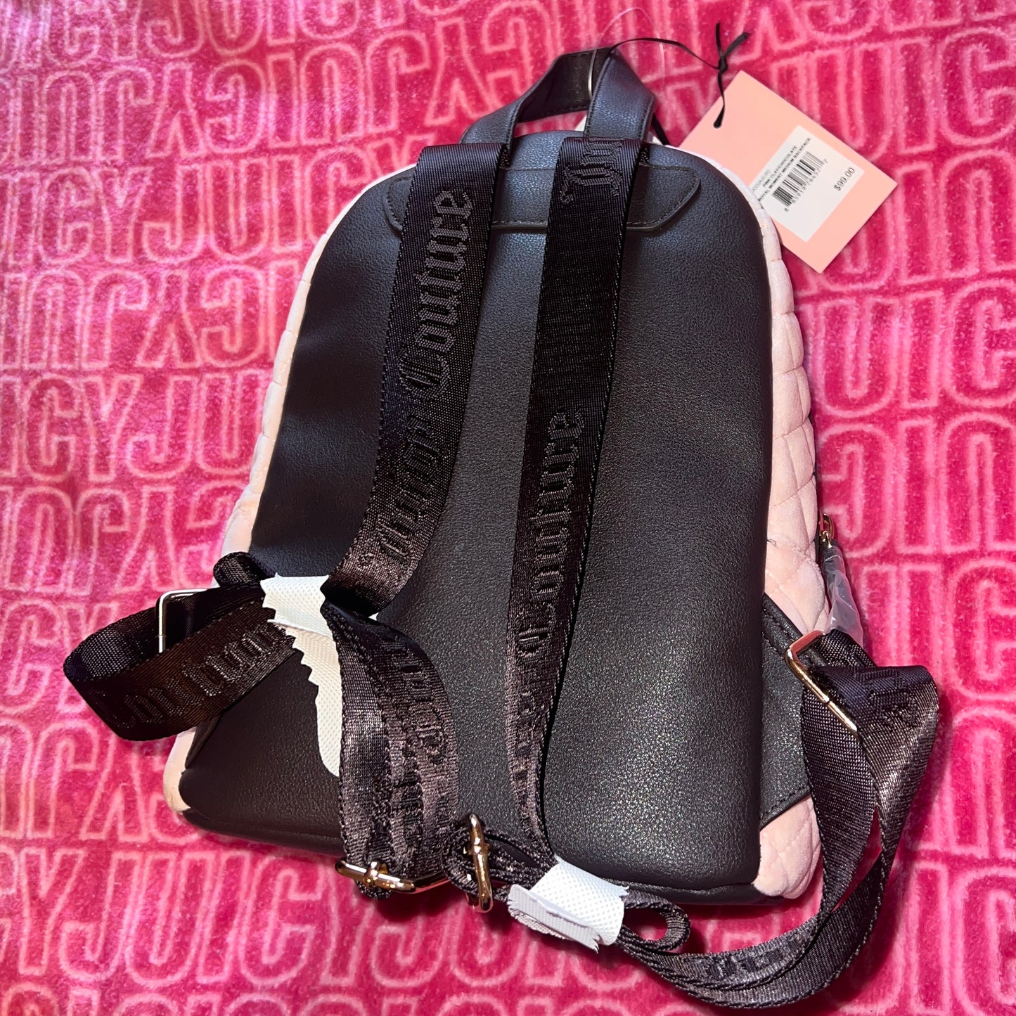 New Light Pink Beige Juicy Couture Mini Backpack Purse Bag Velvet Royal Moment