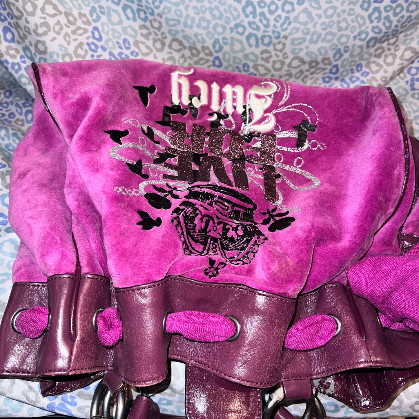 Vintage Purple Juicy Couture Purse Daydreamer Velvet Tote Bag Live for Juicy Y2K