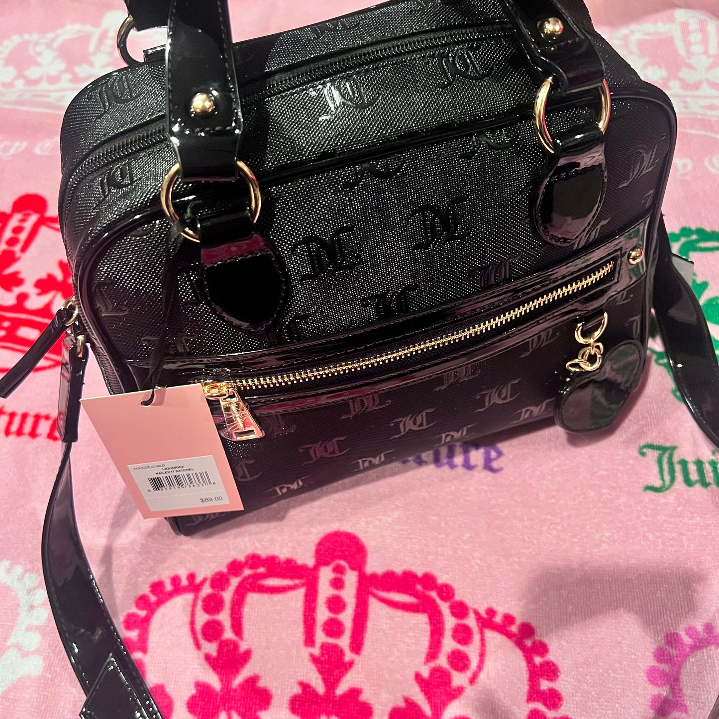 New Black Juicy Couture Purse Bag Handbag MSRP $89 Liquorice Nailed It Satchel