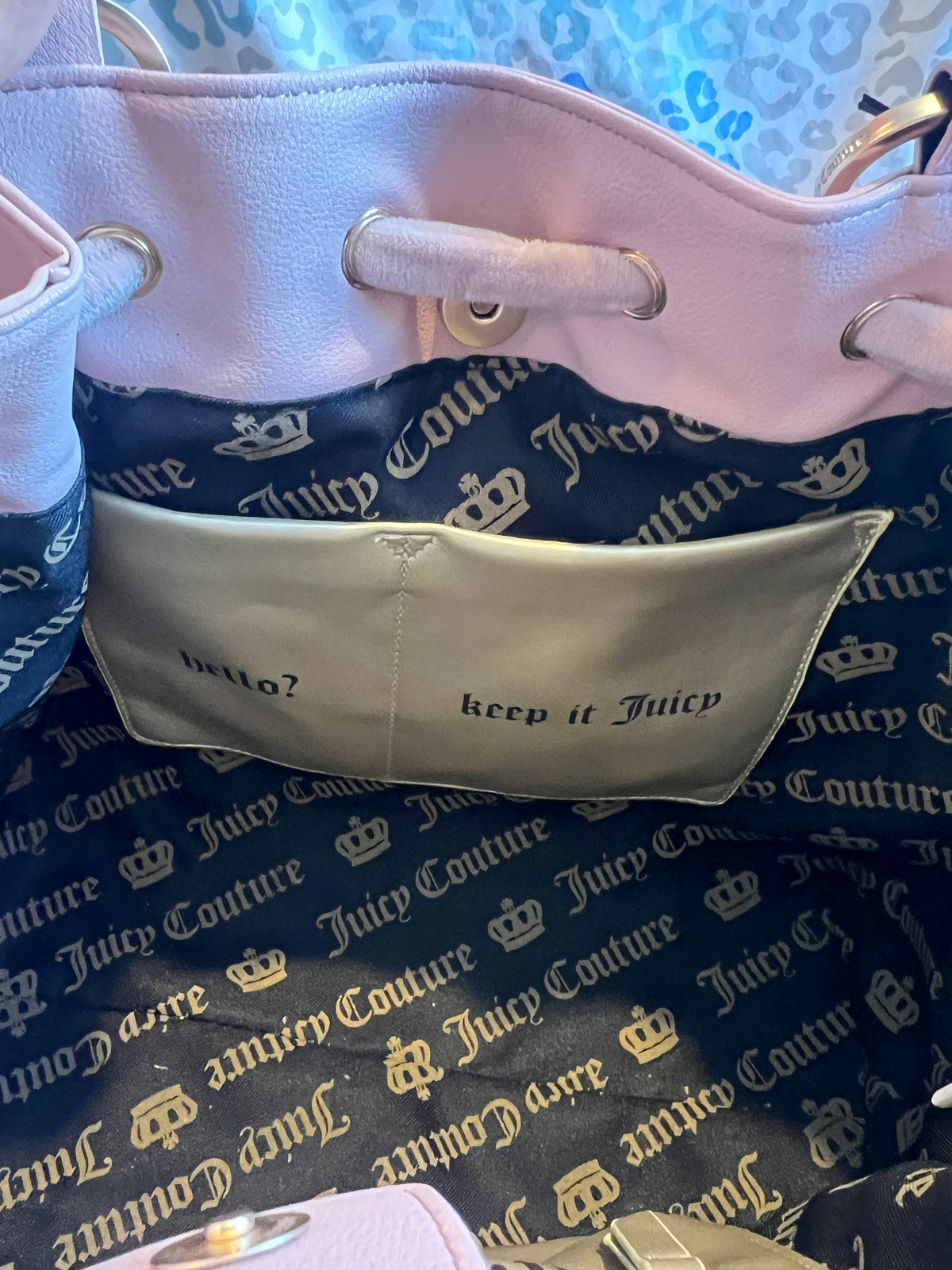 New Pink Tan Juicy Couture Purse Daydreamer Tote Bag Vintage Style Crown