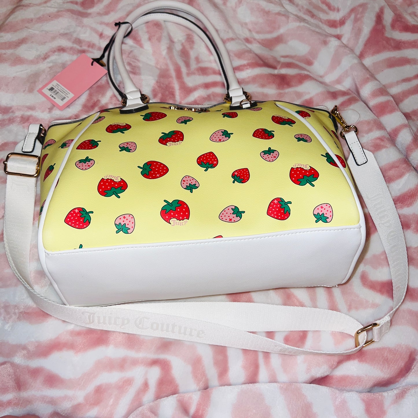 New Yellow Juicy Couture Bag Purse Strawberry Sweet N Juicy Tote MSRP $99