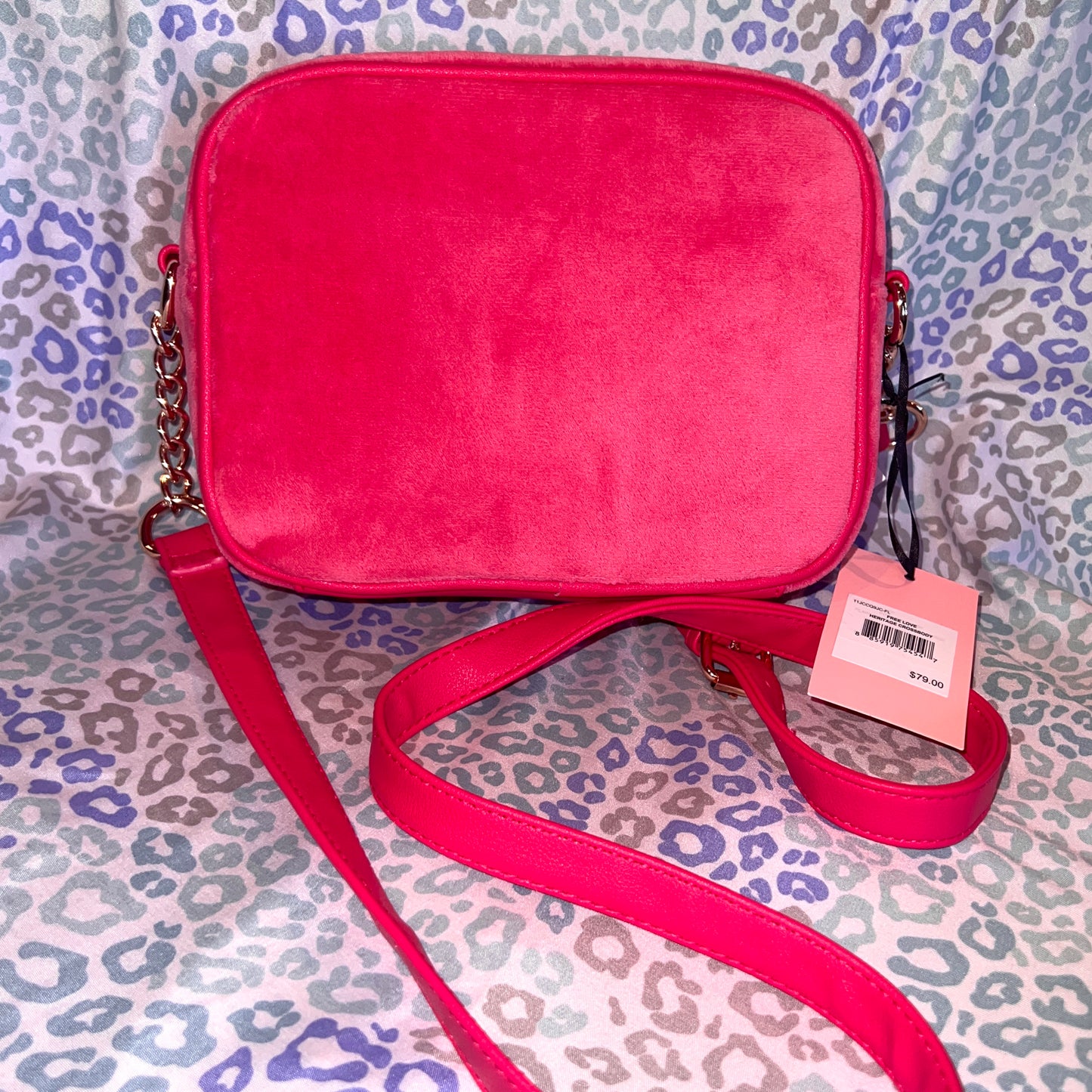 New Pink Juicy Couture Purse Handbag Crossbody Bag Velour Vintage Style MSRP $79