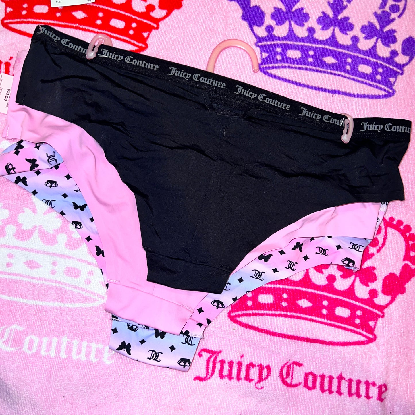 New Unworn Large Juicy Couture Underwear Panties 3 Pack Y2K Style size L Pink