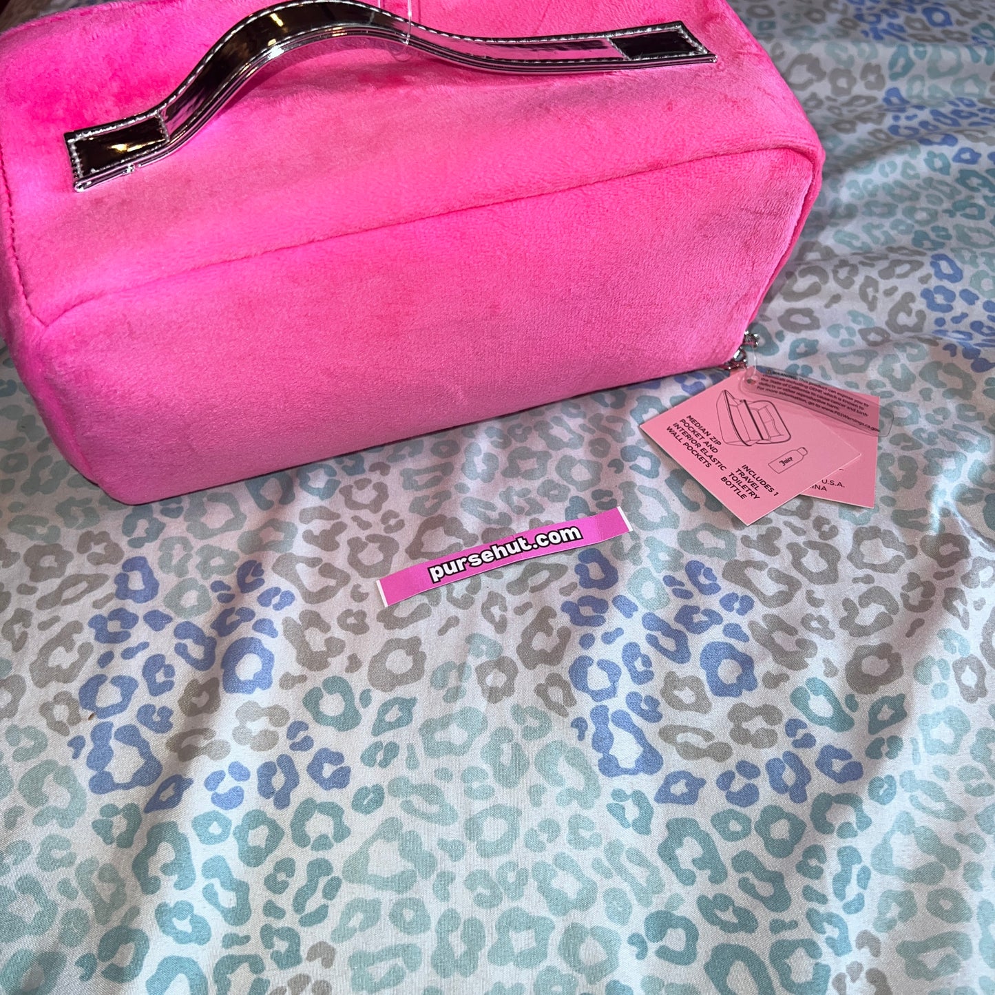 New Pink Juicy Couture Cosmetic Bag Makeup Case Velour NWT