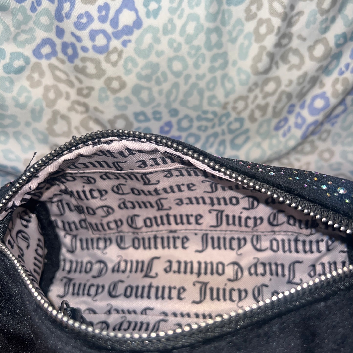 New Black Juicy Couture Purse Barrel Bag Crossbody Rhinestone Let It Shine