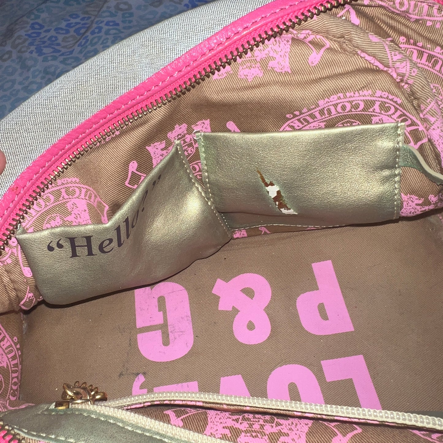 Vintage Pink Grey Juicy Couture Bowler Bag Handbag Purse Satchel Scottie Dog Y2K
