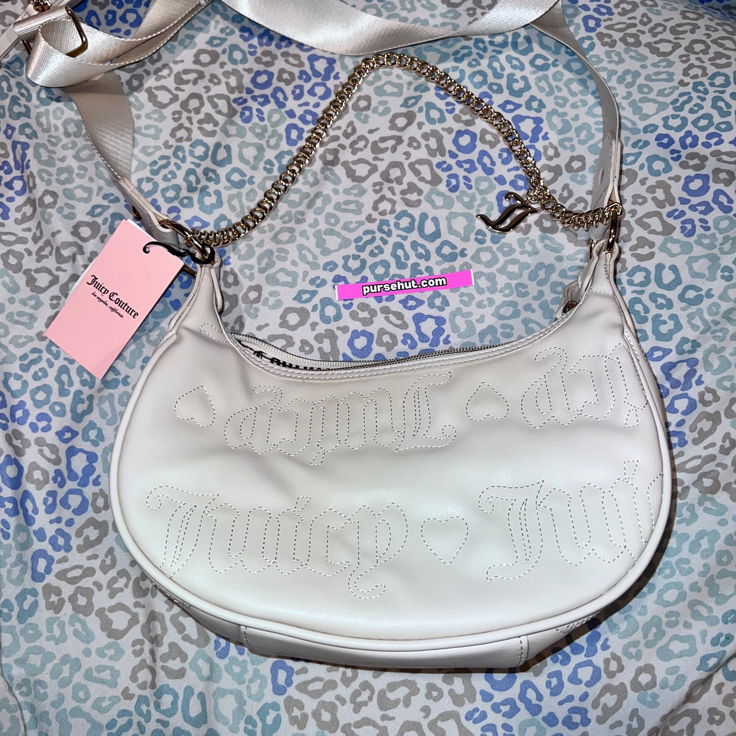 New White Juicy Couture Purse Xbody Bag Quilted Angel Puff Half Moon MSRP $79
