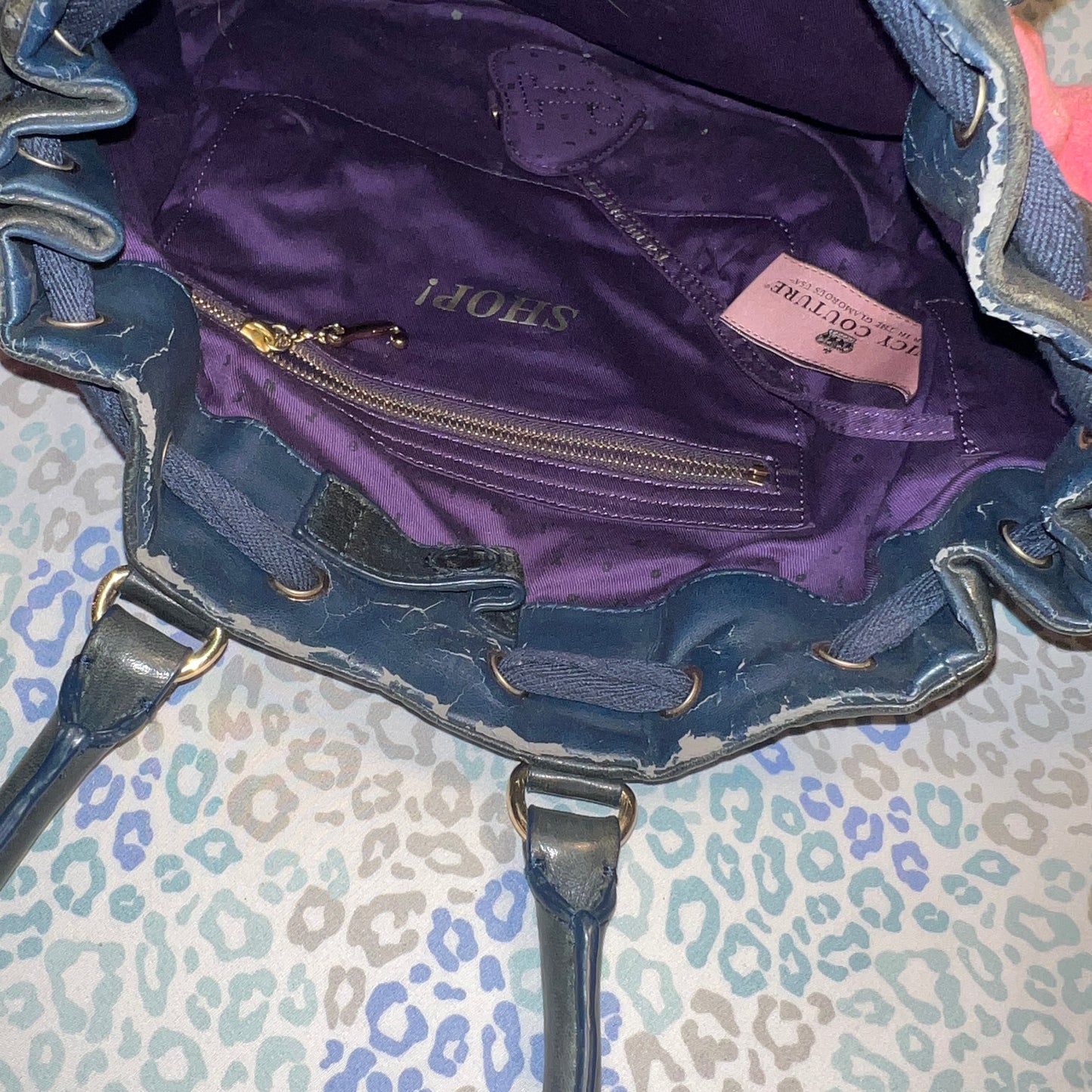 Vintage Pink Juicy Couture Tote Bag Purse Handbag Daydreamer Terry Cloth Floral