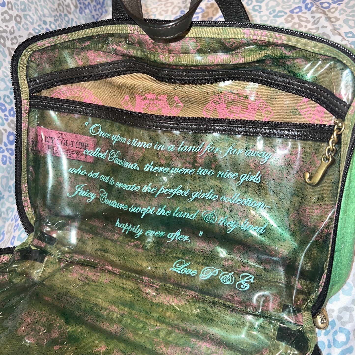 Vintage Green Juicy Couture Makeup Bag Cosmetic Case Terry - Juicy Yacht Club