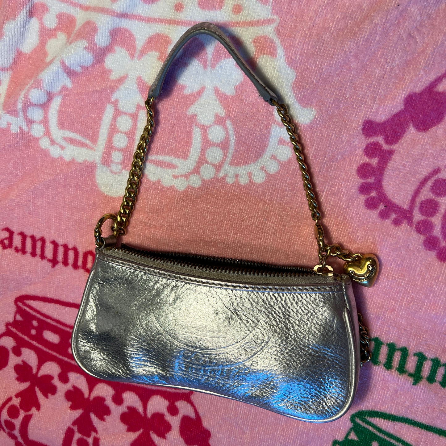 Rare Vintage Silver Juicy Couture Mini Bag Purse Handbag Y2K 2005 Coin Purse