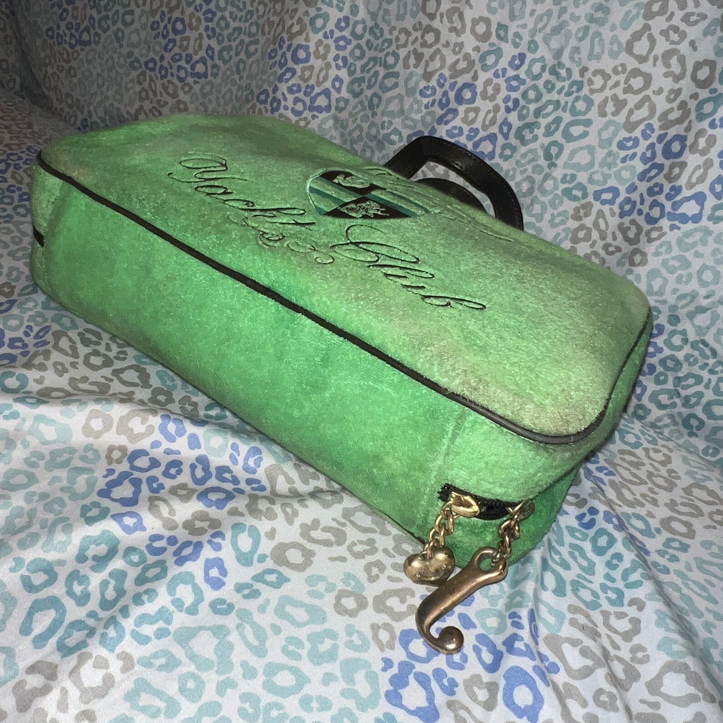 Vintage Green Juicy Couture Makeup Bag Cosmetic Case Terry - Juicy Yacht Club