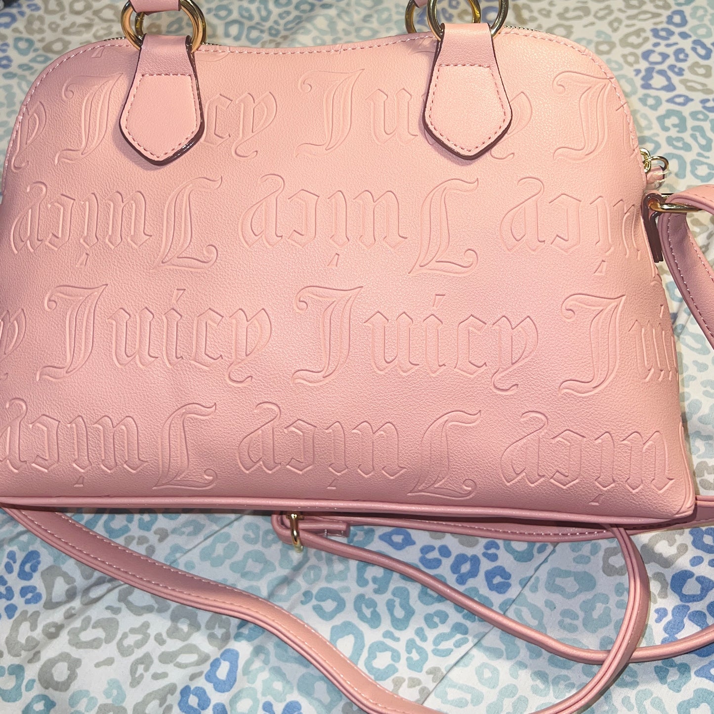 New Pink Juicy Couture Purse Satchel Bag Handbag Deboss Taffy Cool Collar Dome MSRP $89