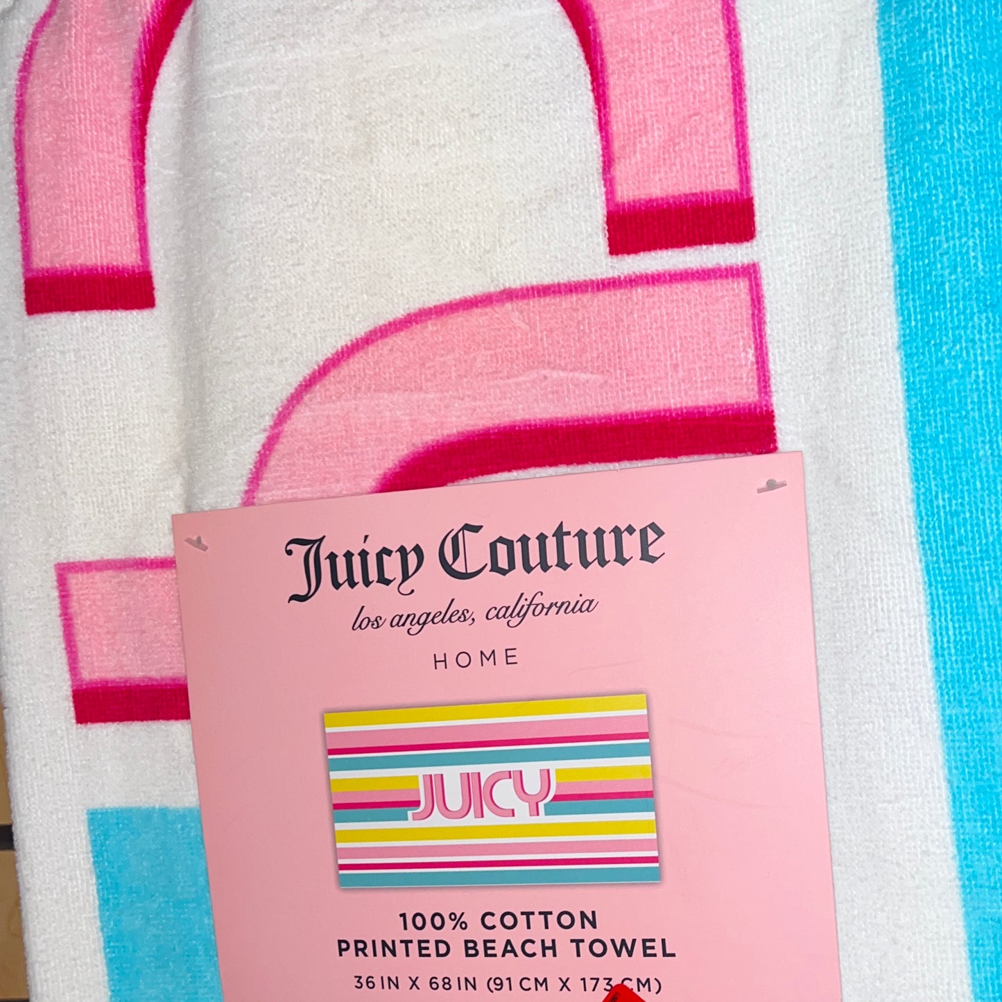 Striped Juicy Couture Beach Towel Los Angeles Home Beach Towel 36“ x 68“ NEW