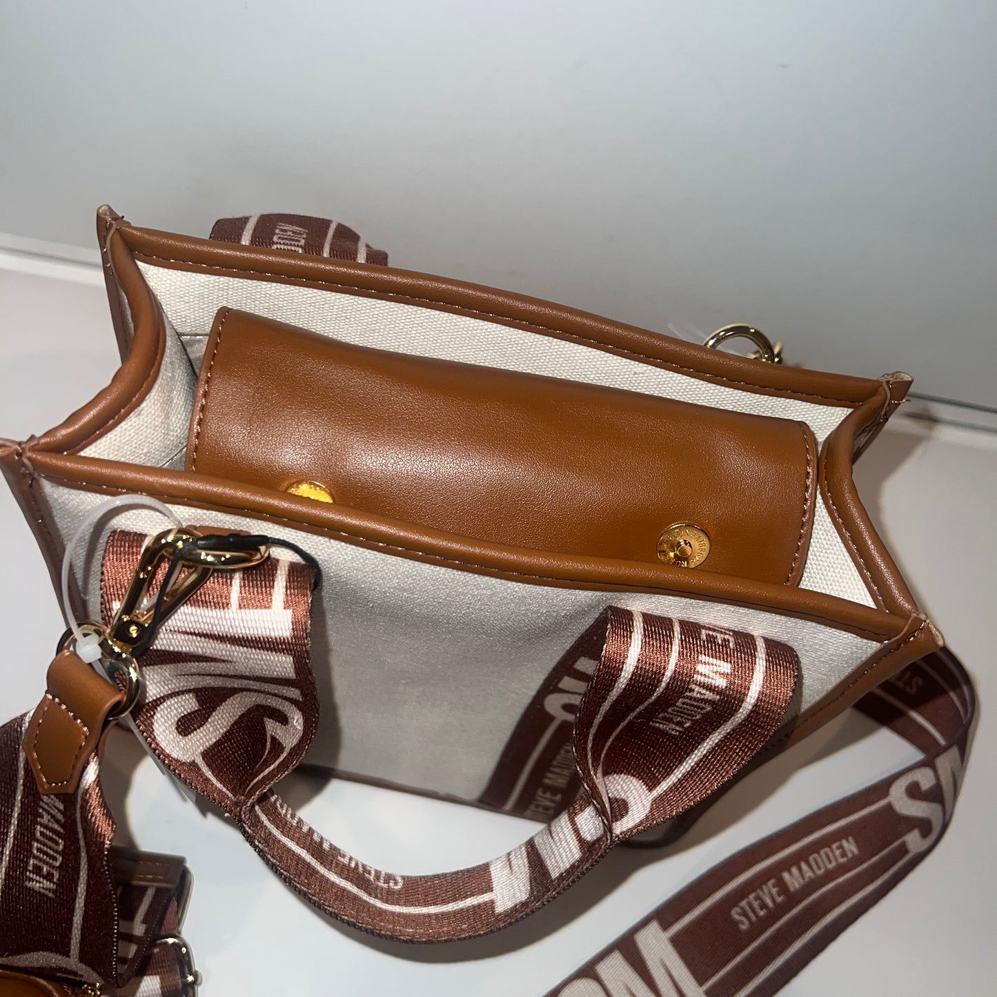 New White Brown Steve Madden Purse Bag Handbag - Cream Brown Crossbody