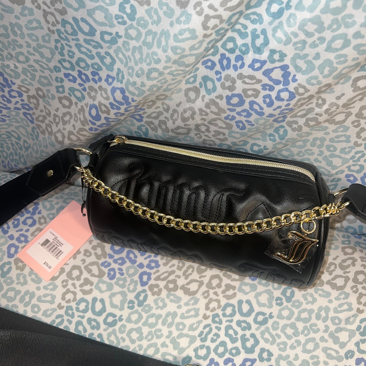 New Pink Juicy Couture Purse Barrel Bag Quilted Taffy Puff Roll Crossbody