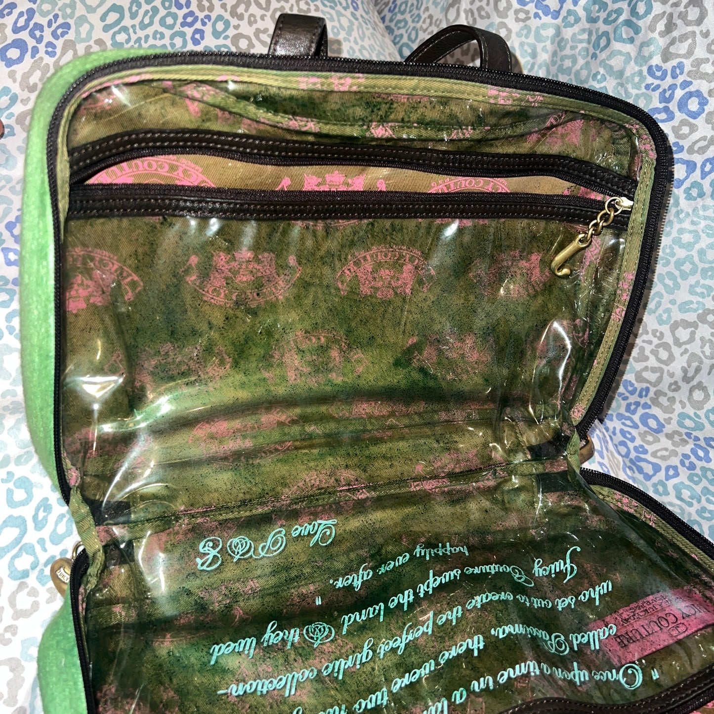 Vintage Green Juicy Couture Makeup Bag Cosmetic Case Terry - Juicy Yacht Club