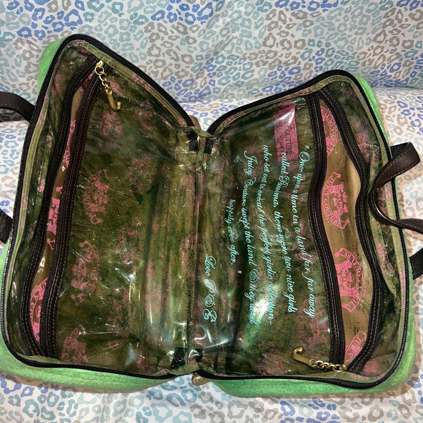 Vintage Green Juicy Couture Makeup Bag Cosmetic Case Terry - Juicy Yacht Club