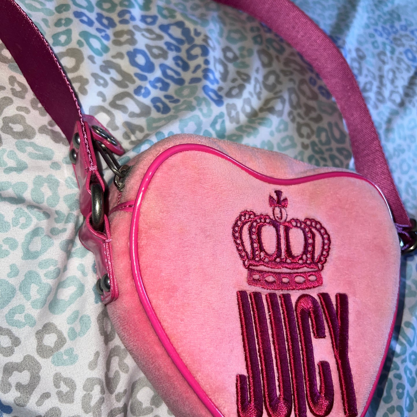 Vintage Pink Juicy Couture Purse Crossbody Shoulder Bag Handbag Velour Small