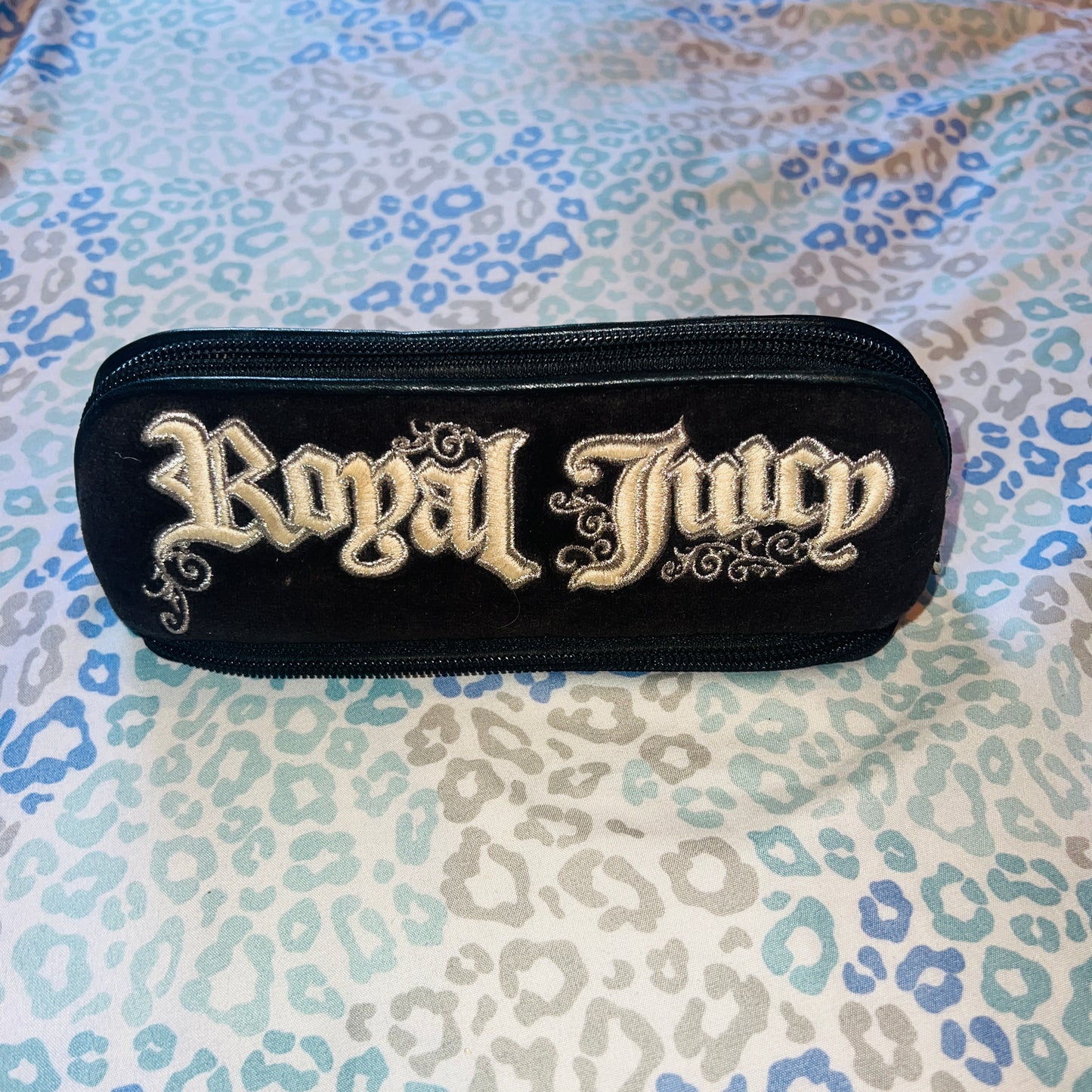 Vintage Black Royal Juicy Couture Sunglasses / Pencil / Cosmetic Case Velour Y2K