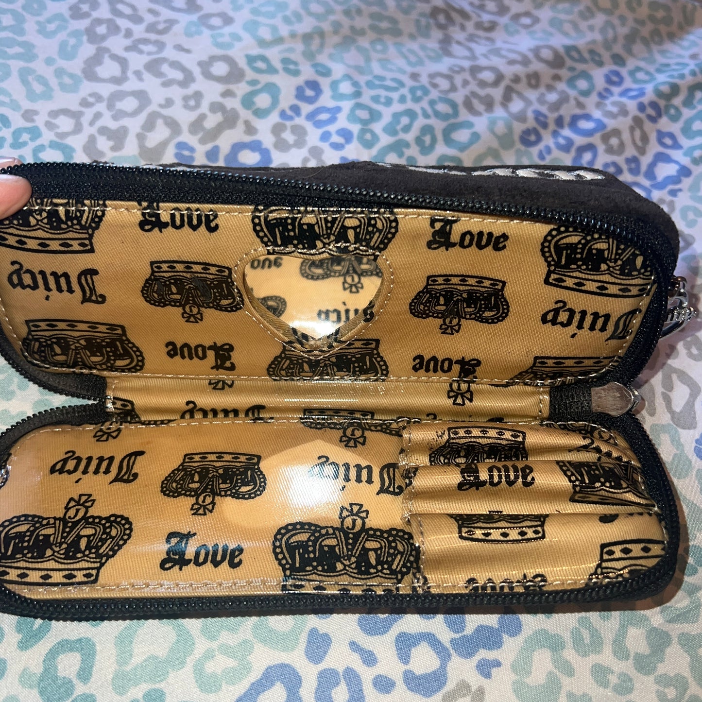 Vintage Black Royal Juicy Couture Sunglasses / Pencil / Cosmetic Case Velour Y2K