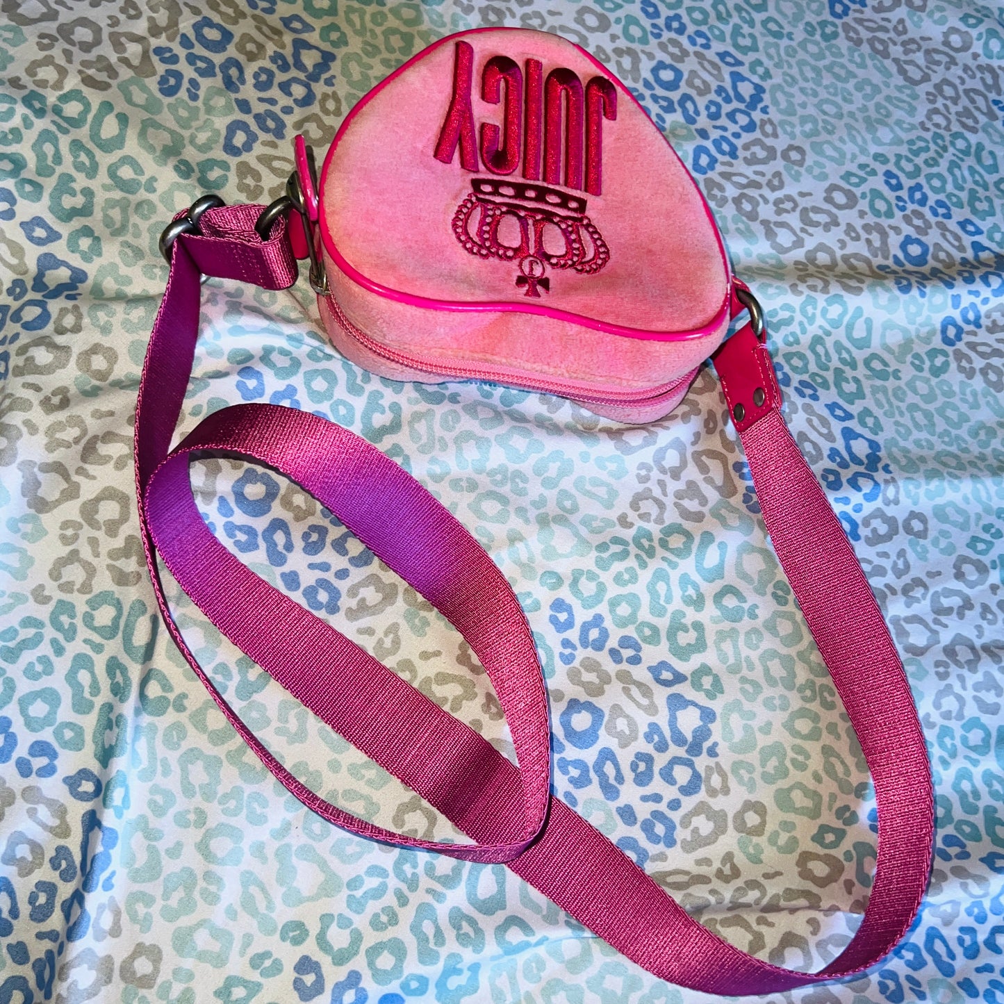 Vintage Pink Juicy Couture Purse Crossbody Shoulder Bag Handbag Velour Small