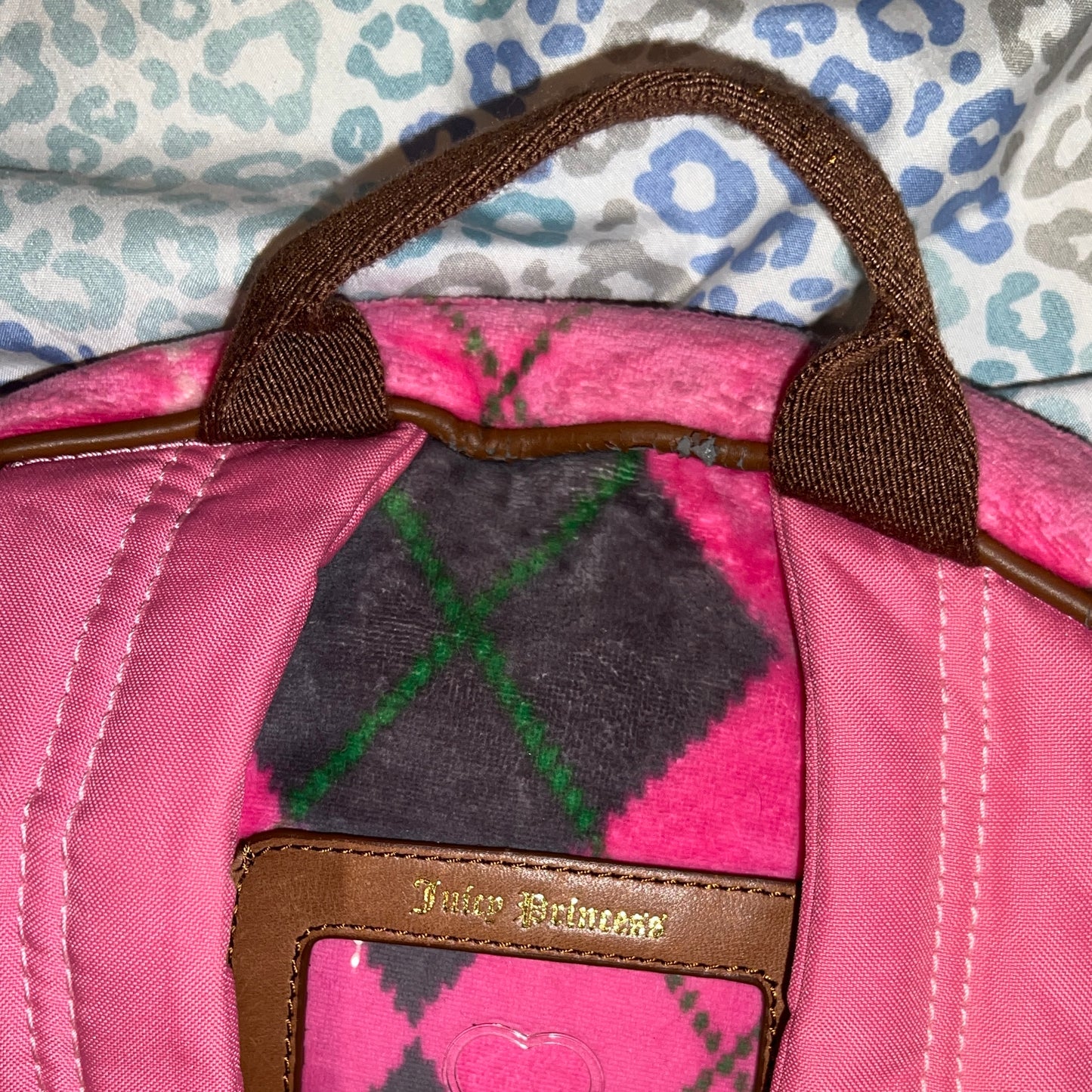 Vintage Grey Pink Juicy Couture Backpack Purse Bag Velour Y2K Rare Large
