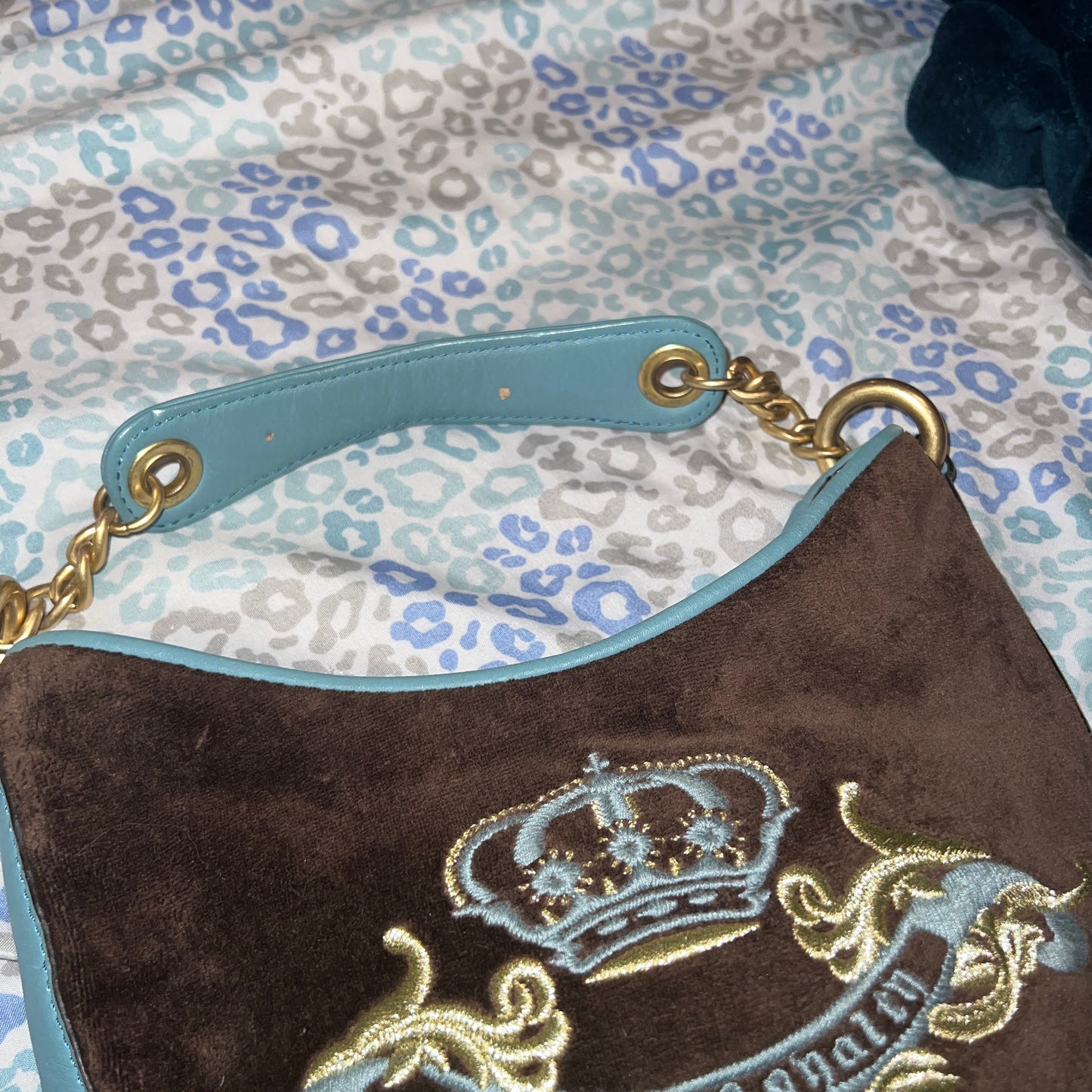 Brown Juicy Couture Shoulder Bag Purse Velour