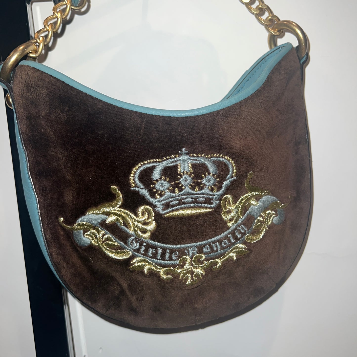 Brown Juicy Couture Shoulder Bag Purse Velour