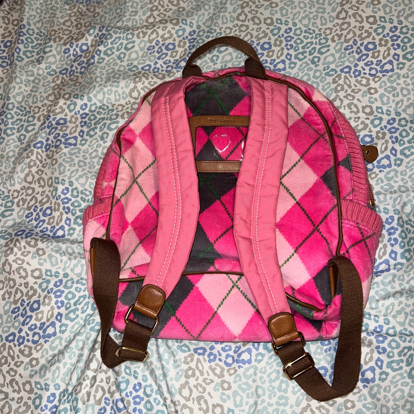 Vintage Grey Pink Juicy Couture Backpack Purse Bag Velour Y2K Rare Large