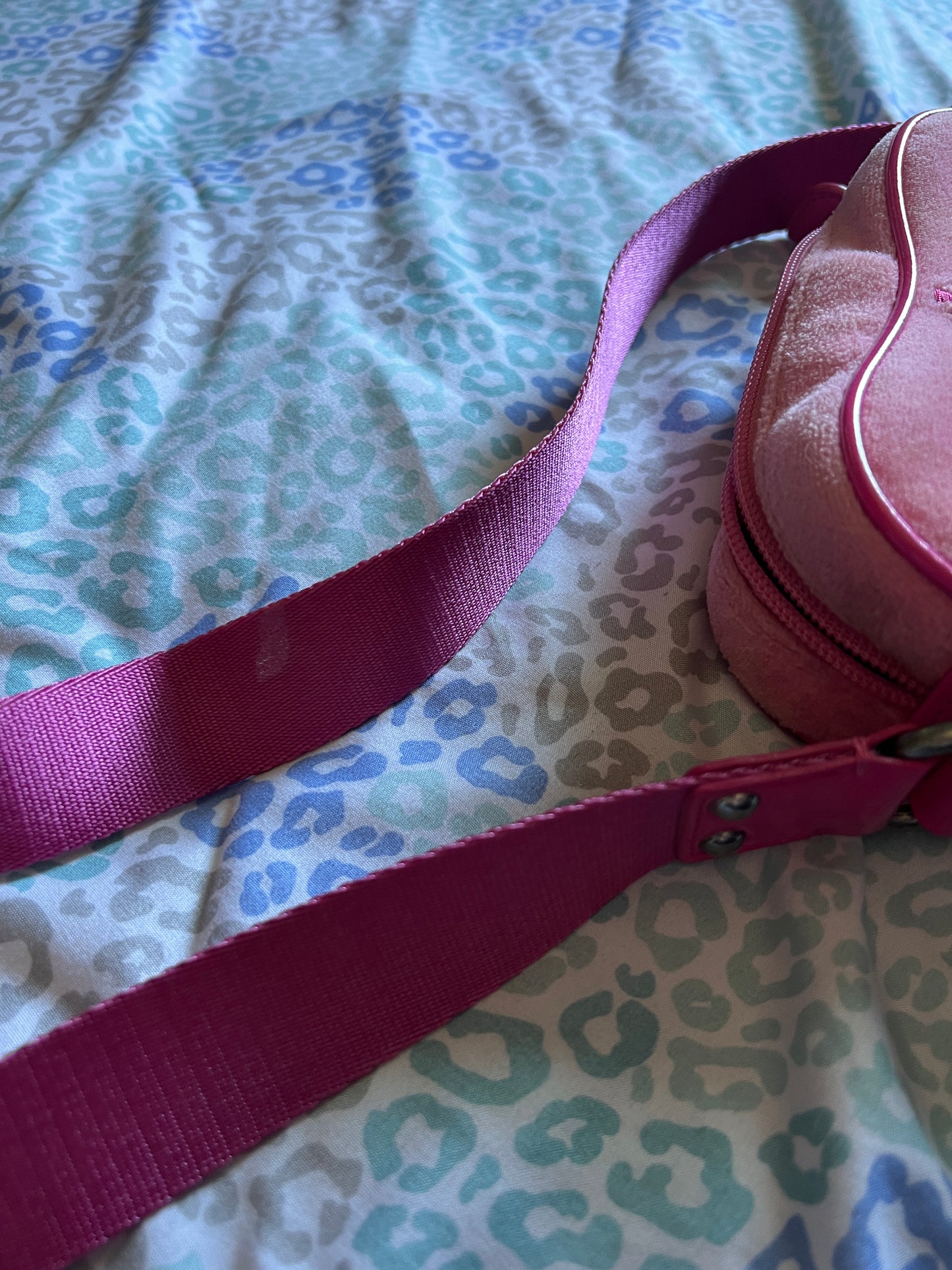 Vintage Pink Juicy Couture Purse Crossbody Shoulder Bag Handbag Velour Small
