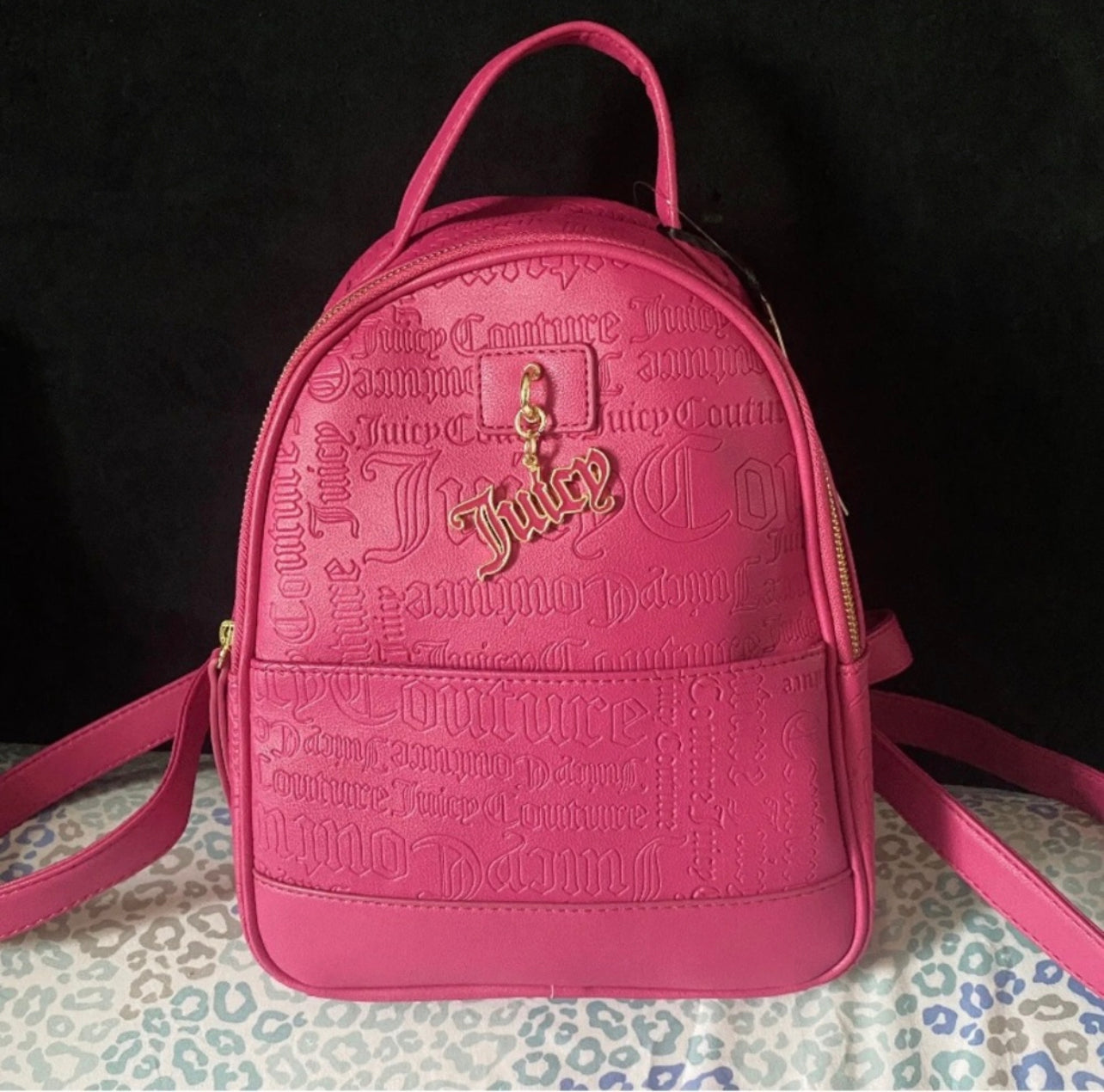 New Pink Juicy Couture Backpack Purse Love Lock Embossed Raspberry Tar – Purse Hut