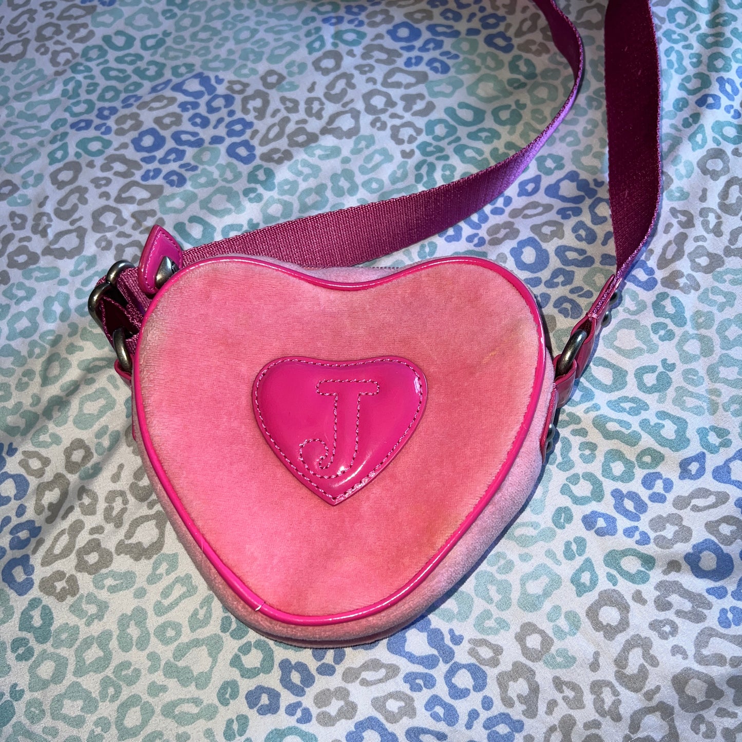 Vintage Pink Juicy Couture Purse Crossbody Shoulder Bag Handbag Velour Small